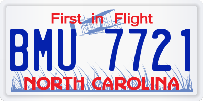 NC license plate BMU7721