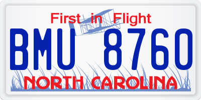 NC license plate BMU8760