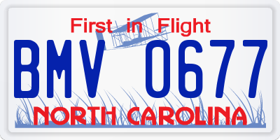 NC license plate BMV0677