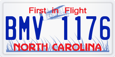 NC license plate BMV1176