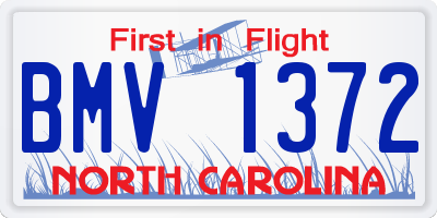 NC license plate BMV1372