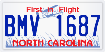 NC license plate BMV1687