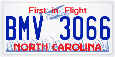 NC license plate BMV3066