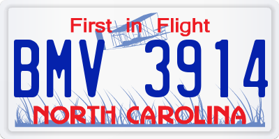 NC license plate BMV3914