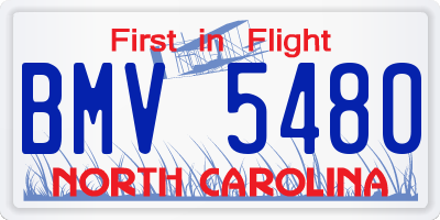 NC license plate BMV5480