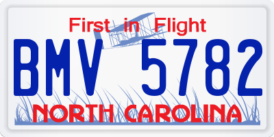NC license plate BMV5782