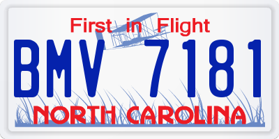 NC license plate BMV7181