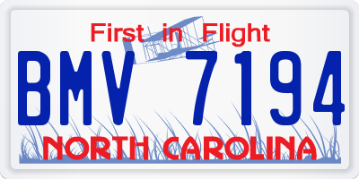 NC license plate BMV7194