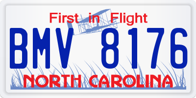 NC license plate BMV8176