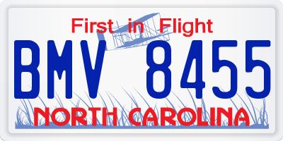 NC license plate BMV8455