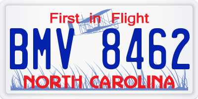 NC license plate BMV8462