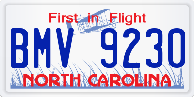 NC license plate BMV9230