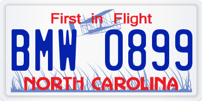 NC license plate BMW0899