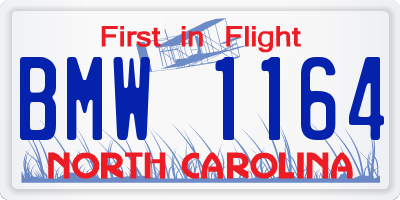 NC license plate BMW1164