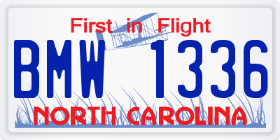 NC license plate BMW1336