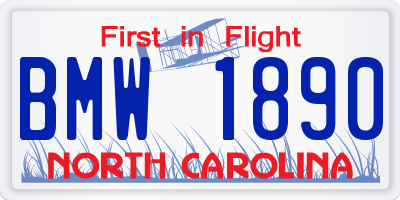 NC license plate BMW1890