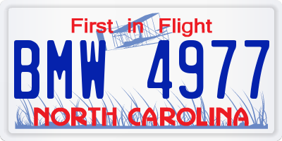NC license plate BMW4977