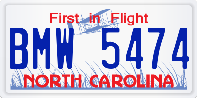 NC license plate BMW5474