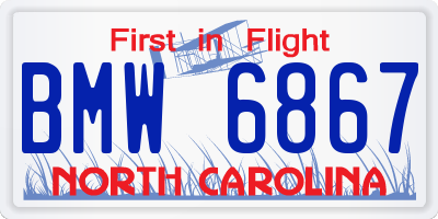 NC license plate BMW6867