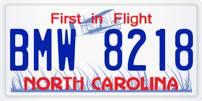 NC license plate BMW8218