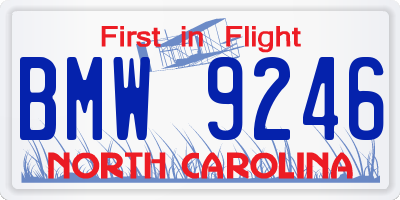 NC license plate BMW9246