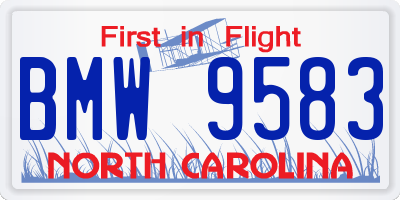 NC license plate BMW9583