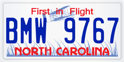 NC license plate BMW9767