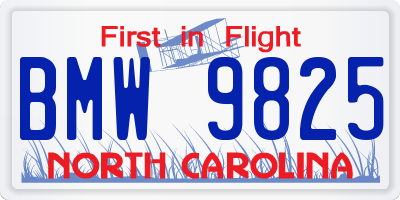 NC license plate BMW9825