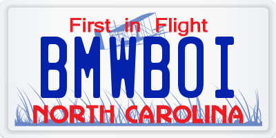 NC license plate BMWBOI