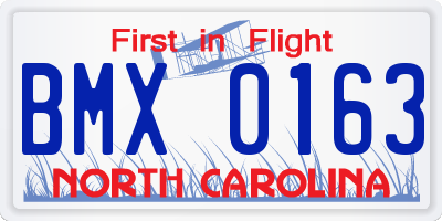 NC license plate BMX0163