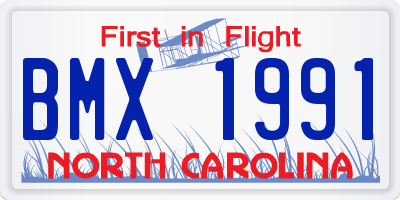 NC license plate BMX1991