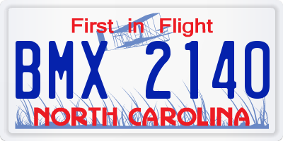 NC license plate BMX2140