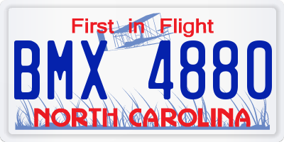 NC license plate BMX4880