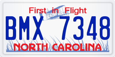 NC license plate BMX7348