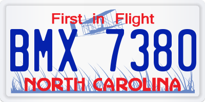 NC license plate BMX7380