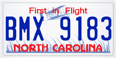 NC license plate BMX9183