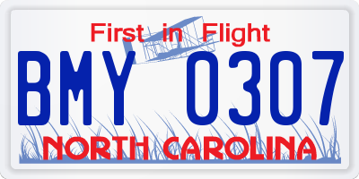 NC license plate BMY0307