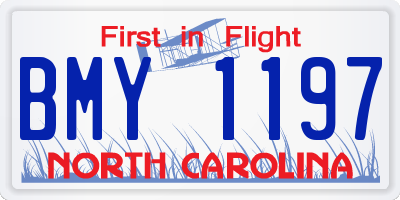 NC license plate BMY1197