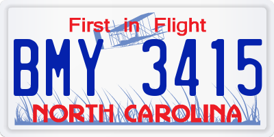 NC license plate BMY3415