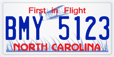 NC license plate BMY5123