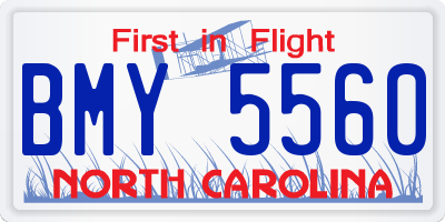 NC license plate BMY5560