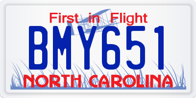 NC license plate BMY651