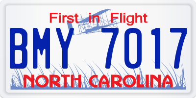 NC license plate BMY7017