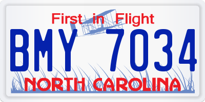 NC license plate BMY7034