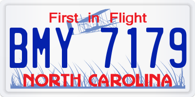 NC license plate BMY7179