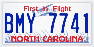 NC license plate BMY7741