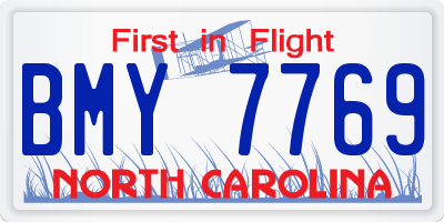 NC license plate BMY7769