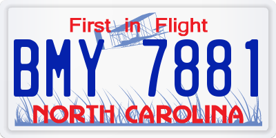 NC license plate BMY7881