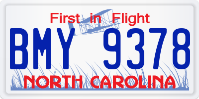 NC license plate BMY9378