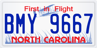 NC license plate BMY9667